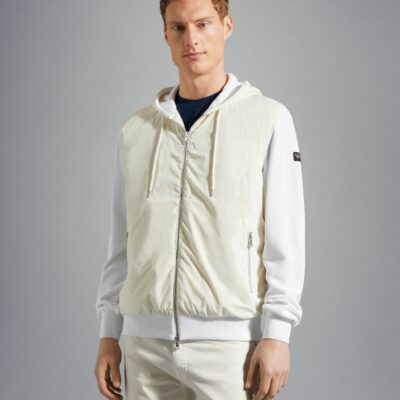 Clothing Paul&Shark  | Hybrid Full Zip Cardigan With Iconic Badge White