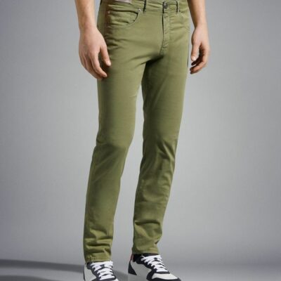 Clothing Paul&Shark  | Silk And Stretch Cotton Trousers Military Green