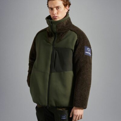 Clothing Paul&Shark  | White Mountaineering Hybrid Teddy Fleece Full Zip Sweatshirt Military Green