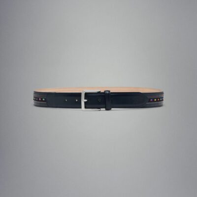 Accessories Paul&Shark  | Leather Belt With Nautical Flags Ribbon Blue